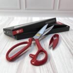 10-Inch Tailoring Scissors with Thread Cutter – Red Handle - Image 2