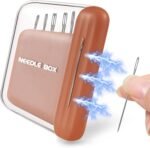 portable magnetic needle storage box with pin holder for sewing embroidery and hand sewing