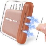 portable magnetic needle storage box with pin holder for sewing embroidery and hand sewing