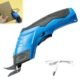 Cordless fabric cutter machine effortlessly slicing through multiple layers of denim cloth