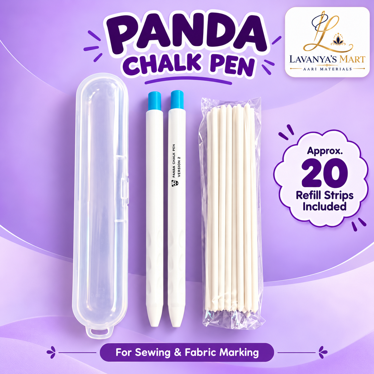 Panda Chalk Pen 2 Pens + 20 Refills – Lavanya's Mart Panda tailor chalk pen pack of 2 pens with 20 refills