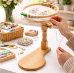 Lavanya’s Mart Wooden Embroidery Stand with 360° Rotation – Adjustable Aari & Hand Embroidery Hoop Stand - Image 2