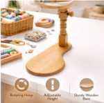 Lavanya’s Mart Wooden Embroidery Stand with 360° Rotation – Adjustable Aari & Hand Embroidery Hoop Stand - Image 3