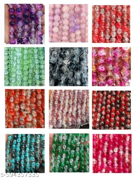 crackle glass beads 8mm for jewellery making – Lavanya's Mart
