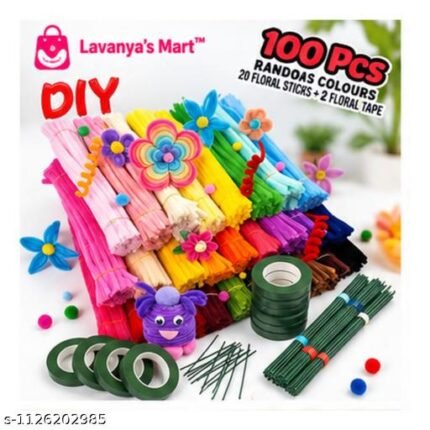 Pipe Cleaners 100 Pcs – 10 Colours Chenille Craft Sticks – Lavanya's Mart